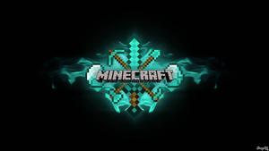 Minecraft Logo With Tools minecraft logo wallpaper