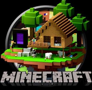 Minecraft Logoand World Representation Wallpaper