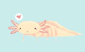 Minimalist Pink Axolotl In Blue axolotl wallpaper