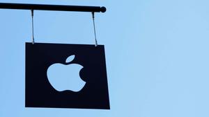 Modern Apple Logo on Abstract Background apple logo wallpaper