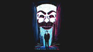 Monochrome hacker with a futuristic interface hacker wallpaper