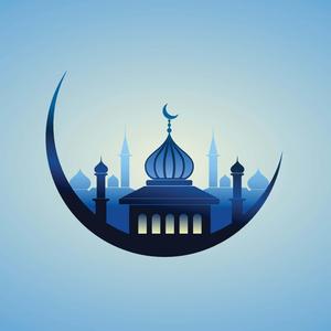 Mosque Inside A Crescent Moon Islamic Background islamic wallpaper