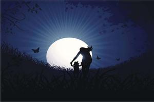 Mother And Child Dark Silhouette Picture dark wallpaper