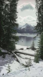 Mountain River Snow Winter iPhone winter iphone wallpaper