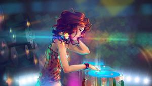 Music Dj Girl Art  Wallpaper