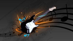 Music Notes Electric Guitar  Wallpaper