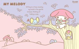 My Melody On Tree Branch my melody wallpaper