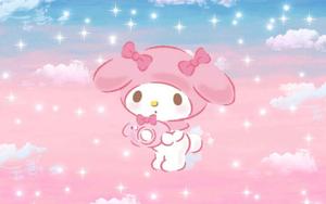 My Melody playing the flute in a field of lavender my melody wallpaper
