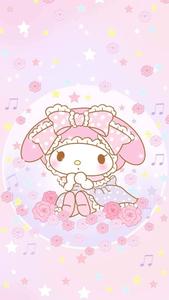 My Melody Sitting On Flowers my melody wallpaper