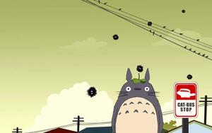 My neighbor Totoro looks out over a beautiful Japanese countryside totoro wallpaper