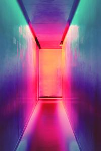 Mystical Neon Hallway cool wallpaper
