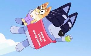 Nana Flying With Bartleby Bluey Background bluey wallpaper