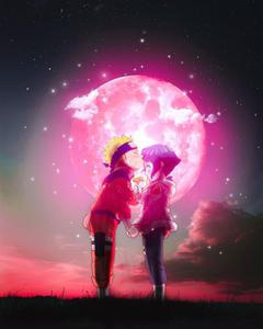 Naruto And Hinata Pink Moon naruto and hinata wallpaper