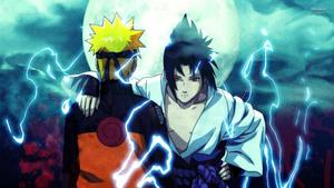 Naruto and Sasuke, locked in an epic battle. sasuke wallpaper