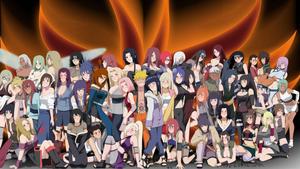 Naruto Shippuden - Naruto Surrounded by the Women of Konoha naruto shippuden wallpaper
