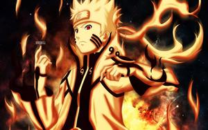 Naruto unleashes the powerful Nine-Tailed Demon Fox!  Wallpaper
