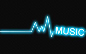 Neon Blue Music Heartbeat  Wallpaper