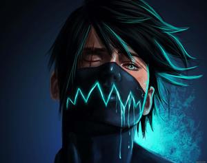 Neon Green Mask Handsome Boy Cartoon handsome boy cartoon wallpaper