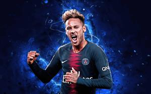 Neymar celebrates a goal with his signature air punch. neymar wallpaper