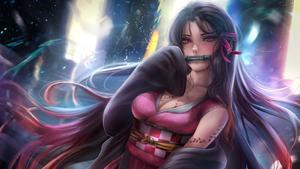 Nezuko, determined and focused on her destiny nezuko wallpaper