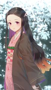 Nezuko Kamado, taking a side angle pose. nezuko wallpaper