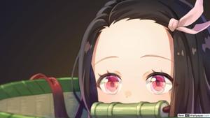 Nezuko with glowing pink eyes nezuko wallpaper