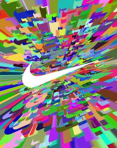 nike logo in a colorful abstract pattern nike wallpaper