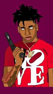 NLE Choppa showing his signature sound with a cartoonized artwork. nle choppa wallpaper