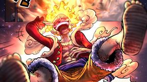 one piece - a comic with a character in the air luffy wallpaper