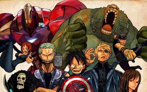 One Piece Marvel Crossover  Wallpaper