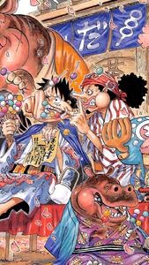 One Piece Phone Luffy And Usopp Eating Dango one piece phone wallpaper