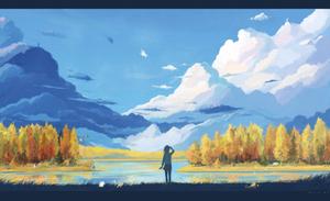 Painting With Person Anime Scenery anime scenery wallpaper