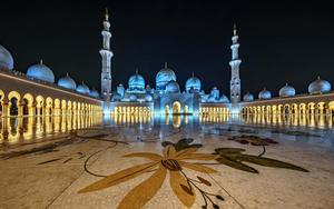 Peaceful and tranquil mosque around sunset islamic wallpaper
