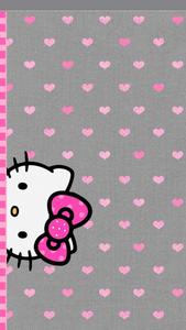 Peeking Cute Pink Hello Kitty Gray Hearts cute pink hello kitty wallpaper