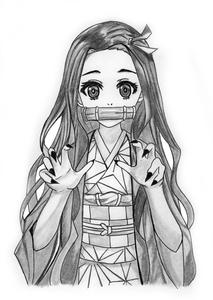 Pencil Sketch Drawn Demon Slayer Nezuko demon slayer nezuko wallpaper