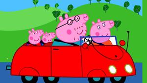 Peppa Pig and her family taking a ride in their car! peppa pig wallpaper