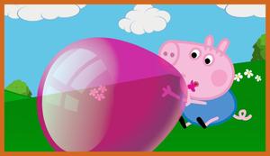 Peppa Pig flying away with a Pink Balloon peppa pig wallpaper