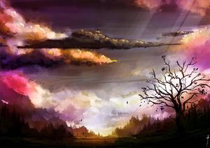 Picturesque mountain range at night landscape wallpaper