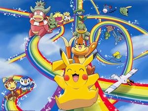 Pikachu And Other Cool Pokemon Rainbow cool pokemon wallpaper