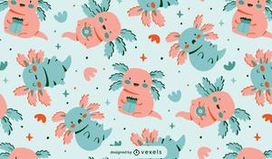 Pink And Blue Axolotl Pattern axolotl wallpaper