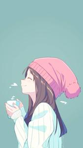 Pink Bonnet Cute Anime Girl iPhone cute anime girl iphone wallpaper
