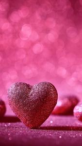 Pink Glittered Heart Love Phone love phone wallpaper