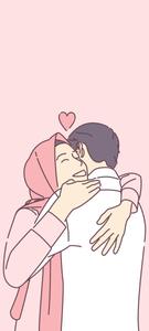 Pink Love Cartoon Hijab hijab cartoon wallpaper