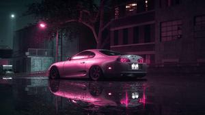 Pink Toyota Supra At Rainy Night toyota supra wallpaper