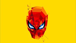 Polygon Spiderman In Yellow Background Wallpaper