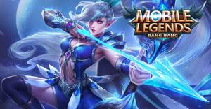 Posing Miya With Mobile Legends Logo mobile legends logo wallpaper