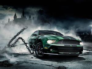 Power and Speed on Display in this Exotic 3D Green Car  Wallpaper
