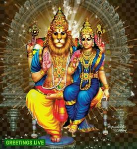Powerful Lord Narasimha And Lakshmi lord narasimha wallpaper