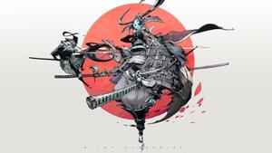 Powerful Samurai at Dusk samurai wallpaper