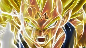 Powerful Vegeta in an intense pose against a dramatic backdrop vegeta wallpaper